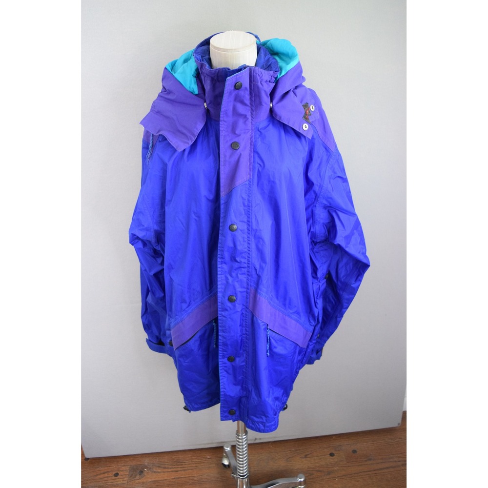 REI Gore-Tex Mountain Parka Jacket Large Blue Purple Vtg 90s Men Waterproof READ - Picture 1 of 7